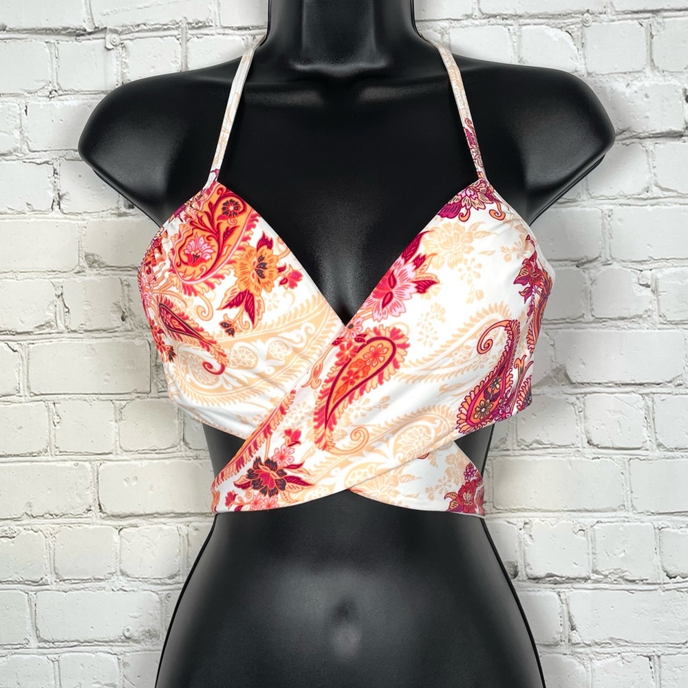 $15 NWT Sundazed Simone Floral Print Wrap Bikini Top 34B